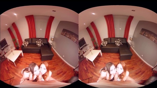 Mamada en realidad virtual con dos estrellas porno calientes
